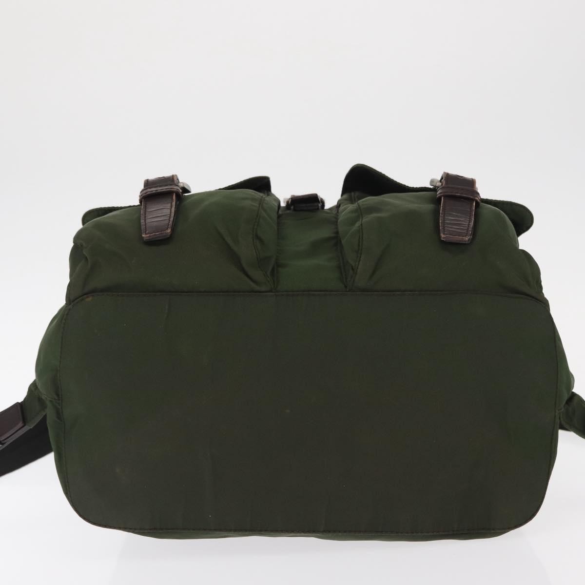 Prada Double Front Pocket Backpack Tessuto Khaki Nylon Backpack Bag (Pre-Owned)