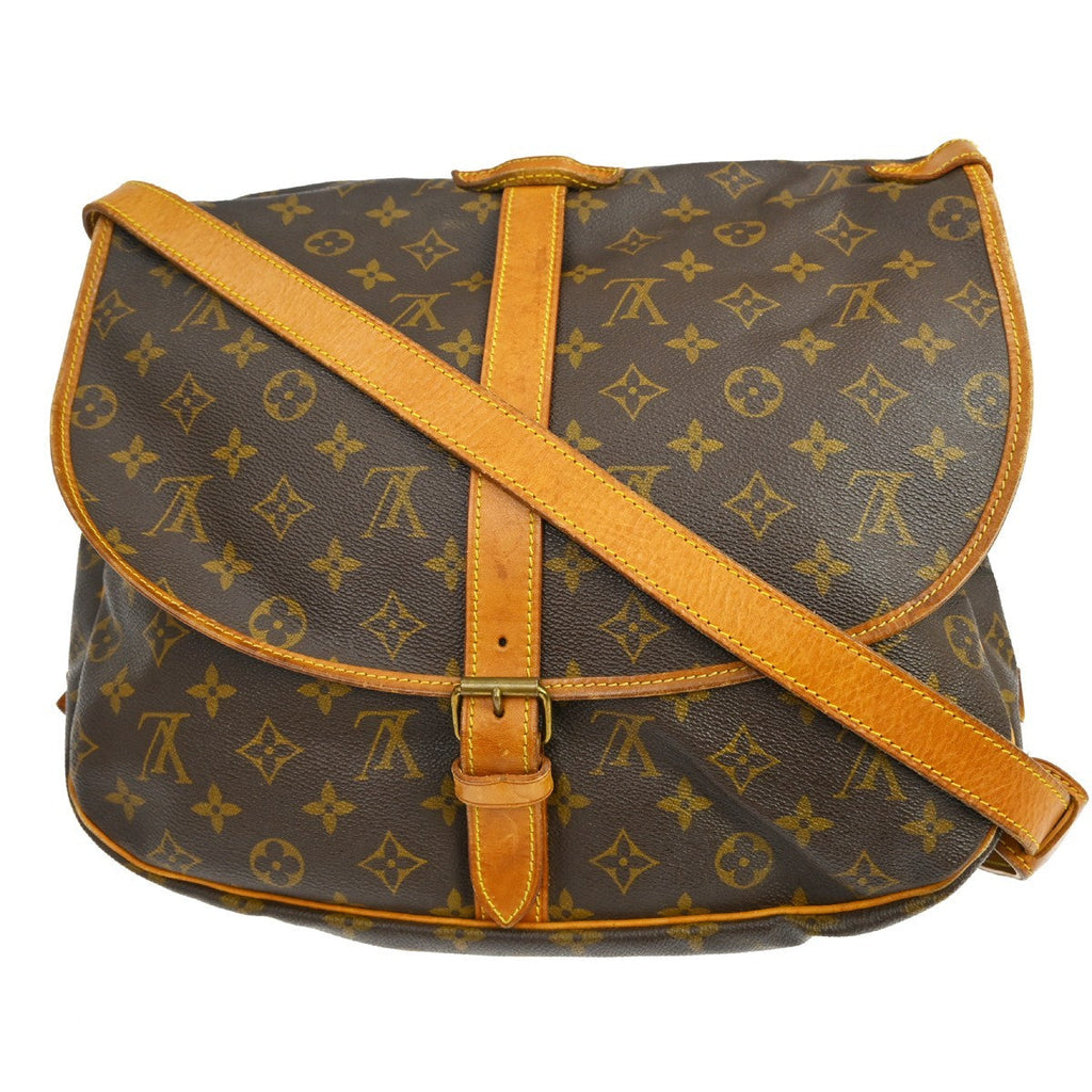 Louis Vuitton Saumur Handbag Monogram Canvas Brown Canvas Shoulder Bag Bag (Pre-Owned)