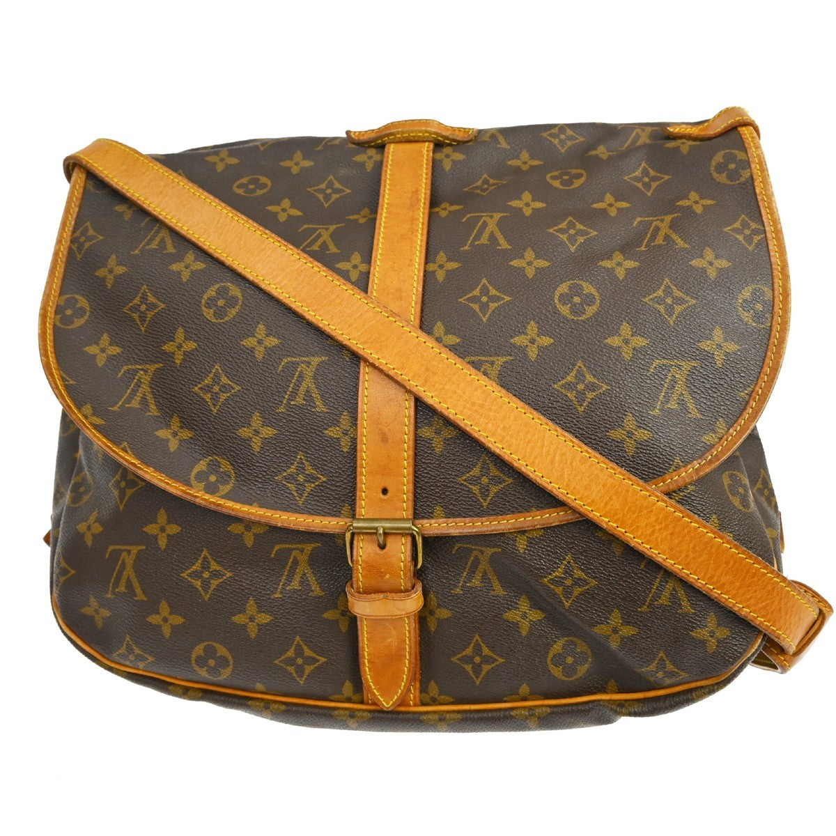 Louis Vuitton Saumur Handbag Monogram Canvas Brown Canvas Shoulder Bag Bag (Pre-Owned)