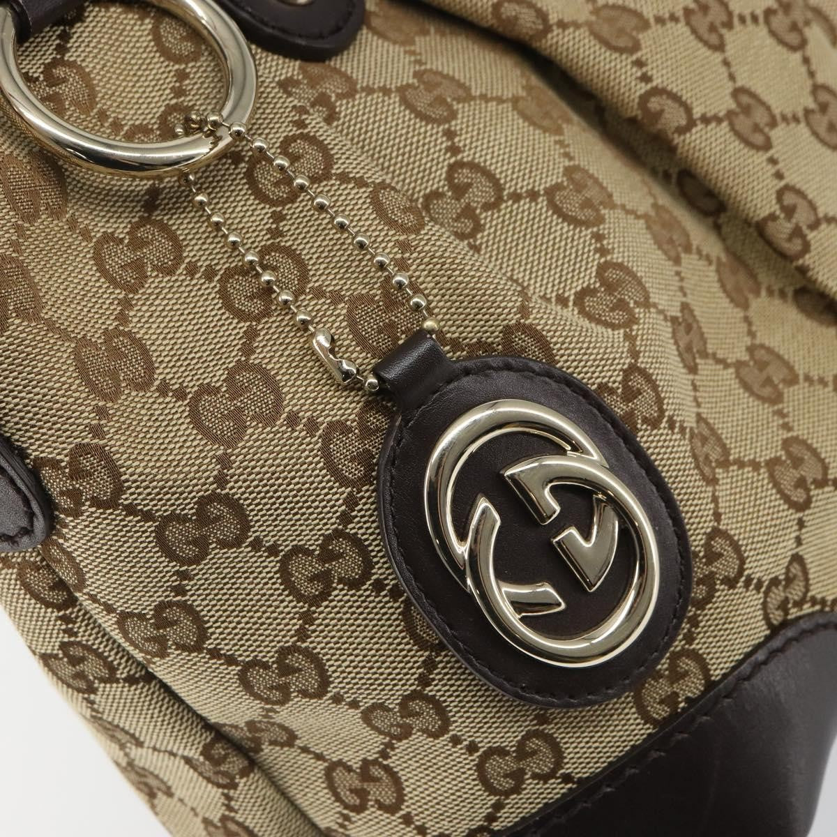 Gucci Sukey Top Handle Satchel Gg Canvas With Leather Beige Canvas Handbag (Pre-Owned)