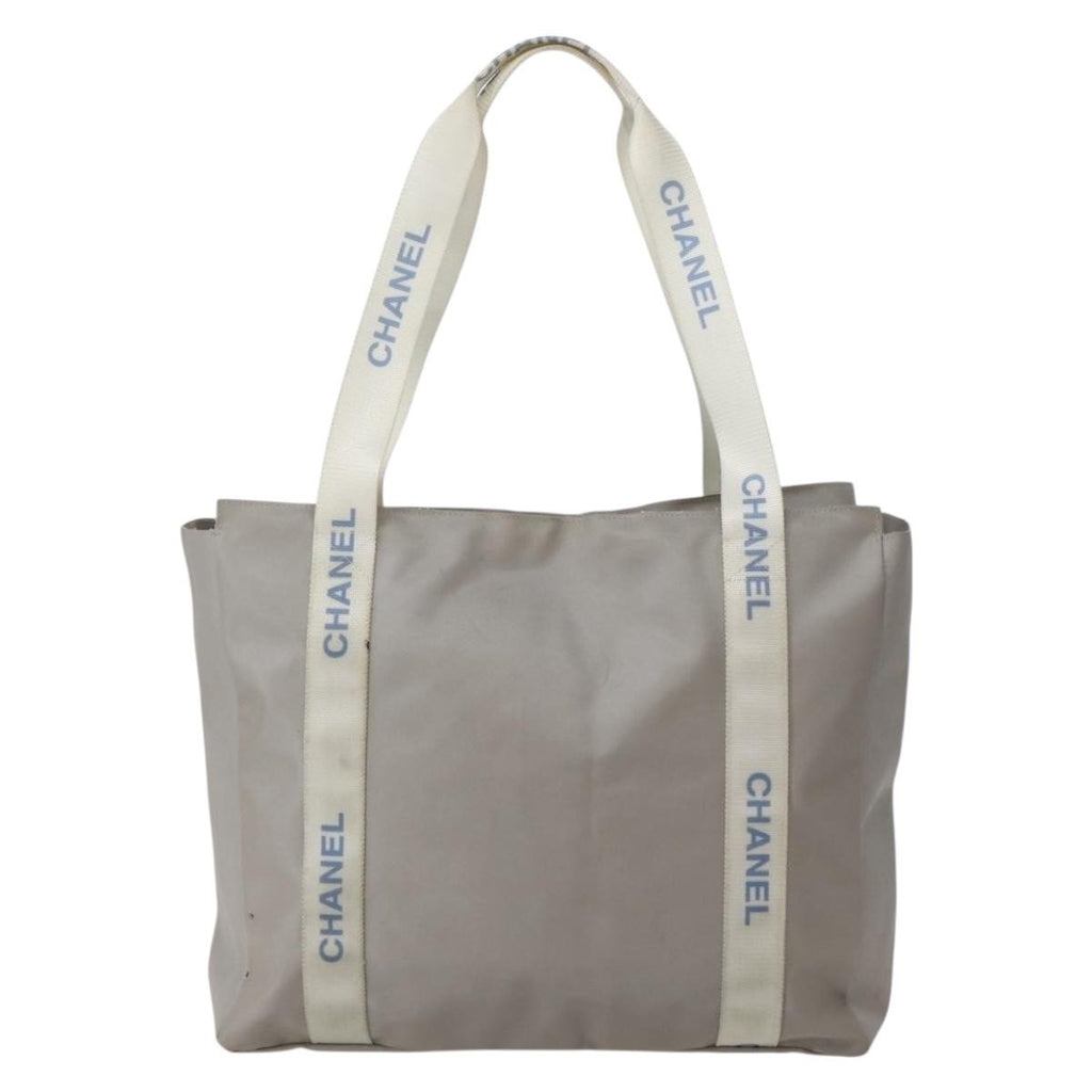 Chanel Sport Line Tote Bag Nylon Gray Nylon Tote Bag Bag (Pre-Owned)