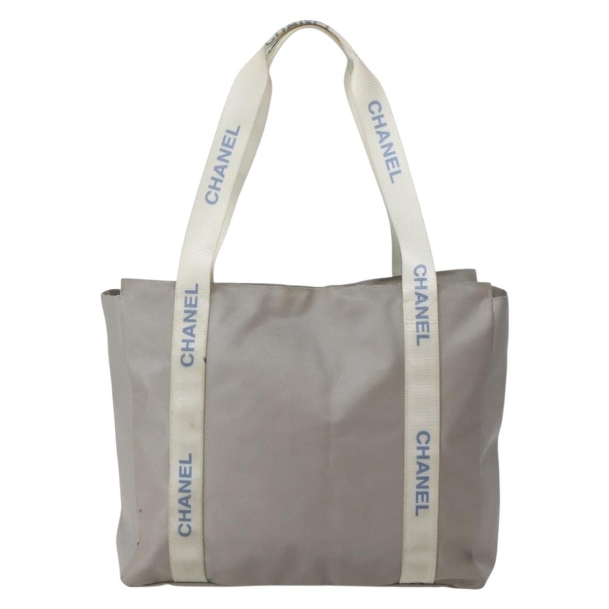 Chanel Sport Line Tote Bag Nylon Gray Nylon Tote Bag Bag (Pre-Owned)
