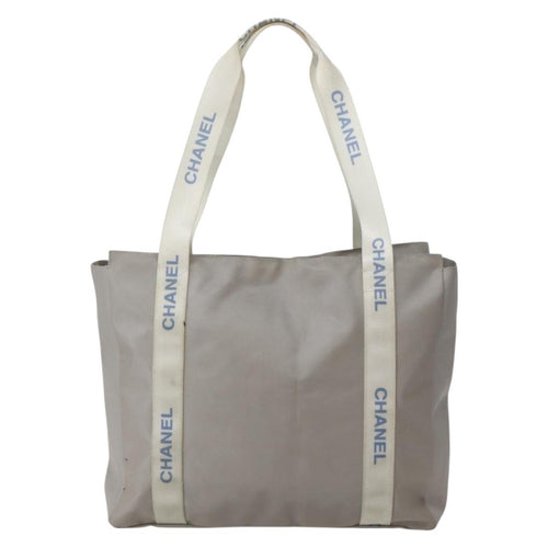 Chanel Sport Line Tote Bag Nylon Gray Nylon Tote Bag Bag (Pre-Owned)