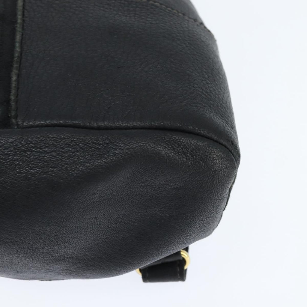 Fendi Logo Flap Drawstring Backpack Leather Black Leather Backpack Bag (Pre-Owned)