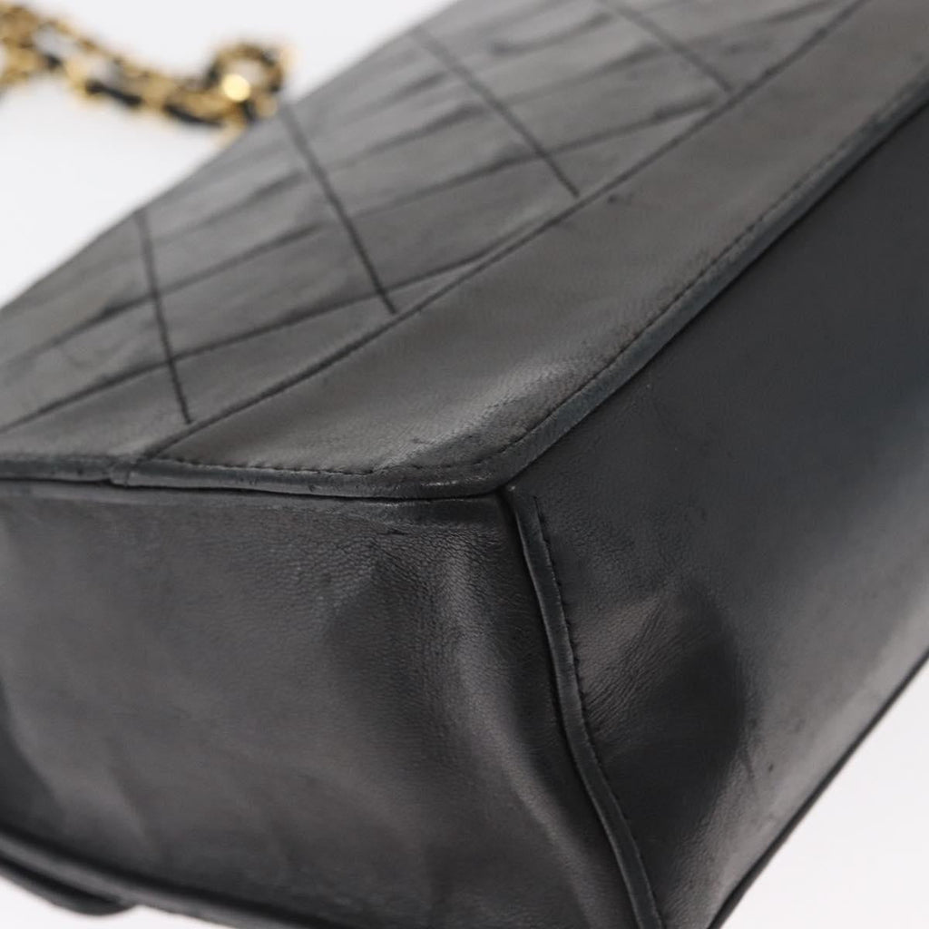 Chanel Vintage Mademoiselle Lock Trapezoid Flap Bag Quilted Lambskin Black Leather Shoulder Bag Bag (Pre-Owned)