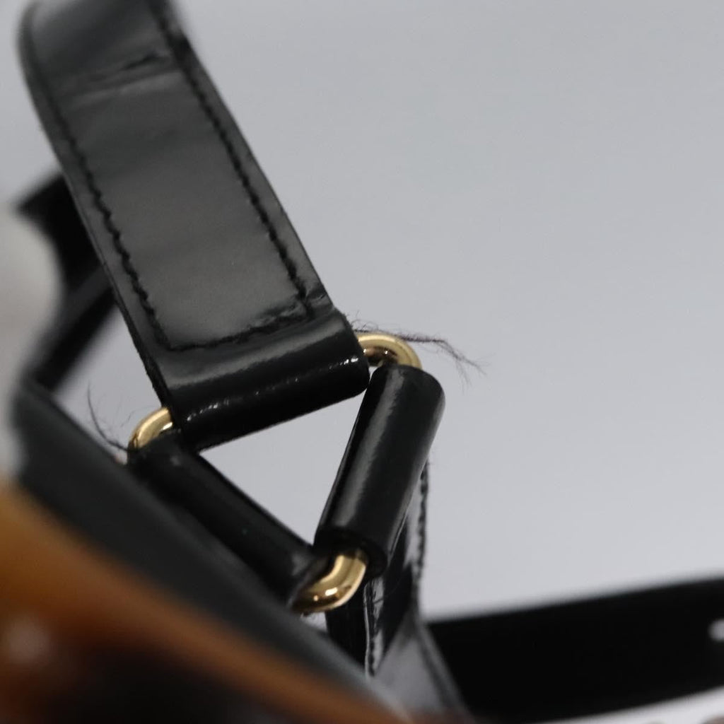 Gucci Vintage Bamboo Backpack Patent Black Patent_Leather Backpack Bag (Pre-Owned)
