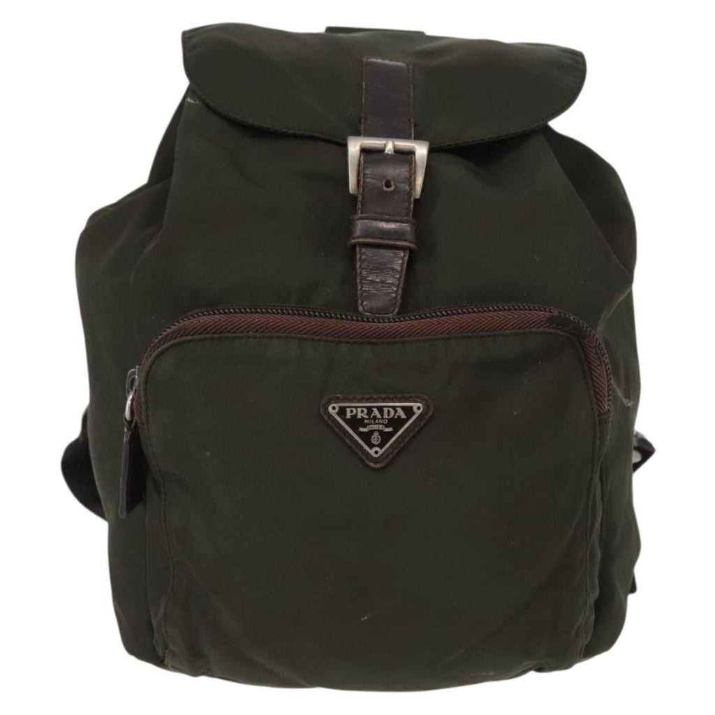 Prada Front Pocket Backpack Tessuto Khaki Nylon Backpack Bag (Pre-Owned)
