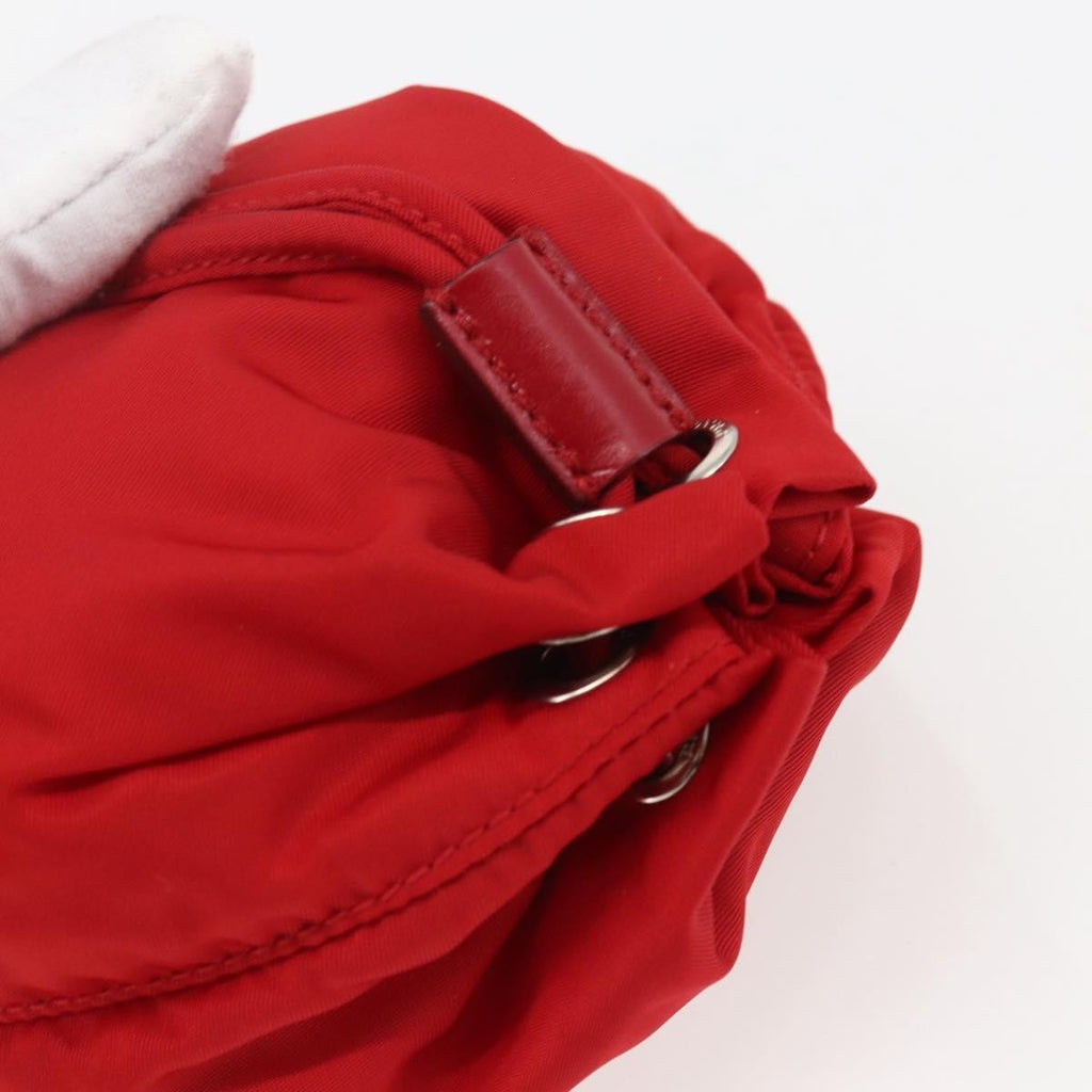 Prada Drawstring Wristlet Bucket Bag Tessuto Red Nylon Clutche & Pouche Bag (Pre-Owned)