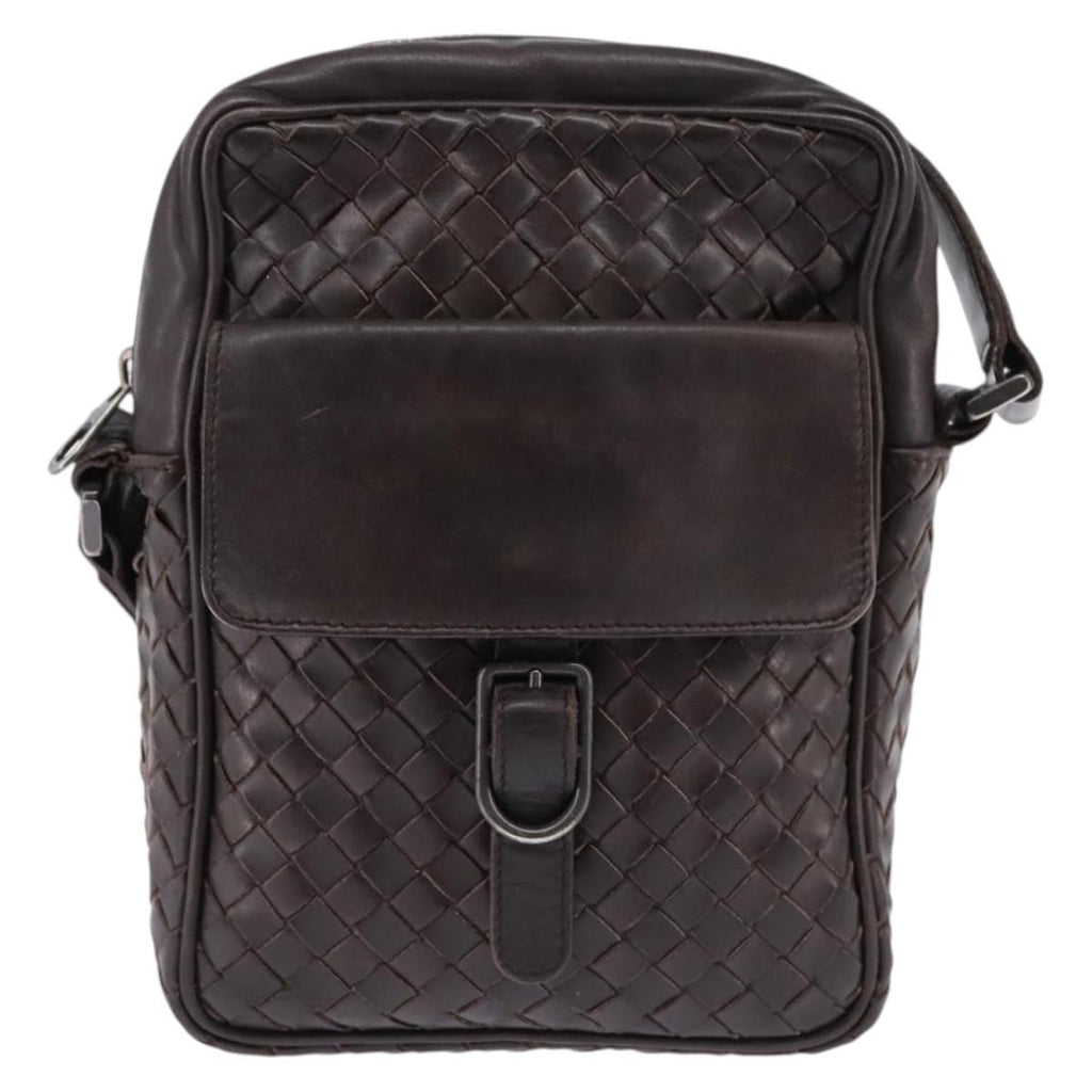 Bottega Veneta Front Pocket Messenger Bag Intrecciato Nappa Brown Leather Bag (Pre-Owned)