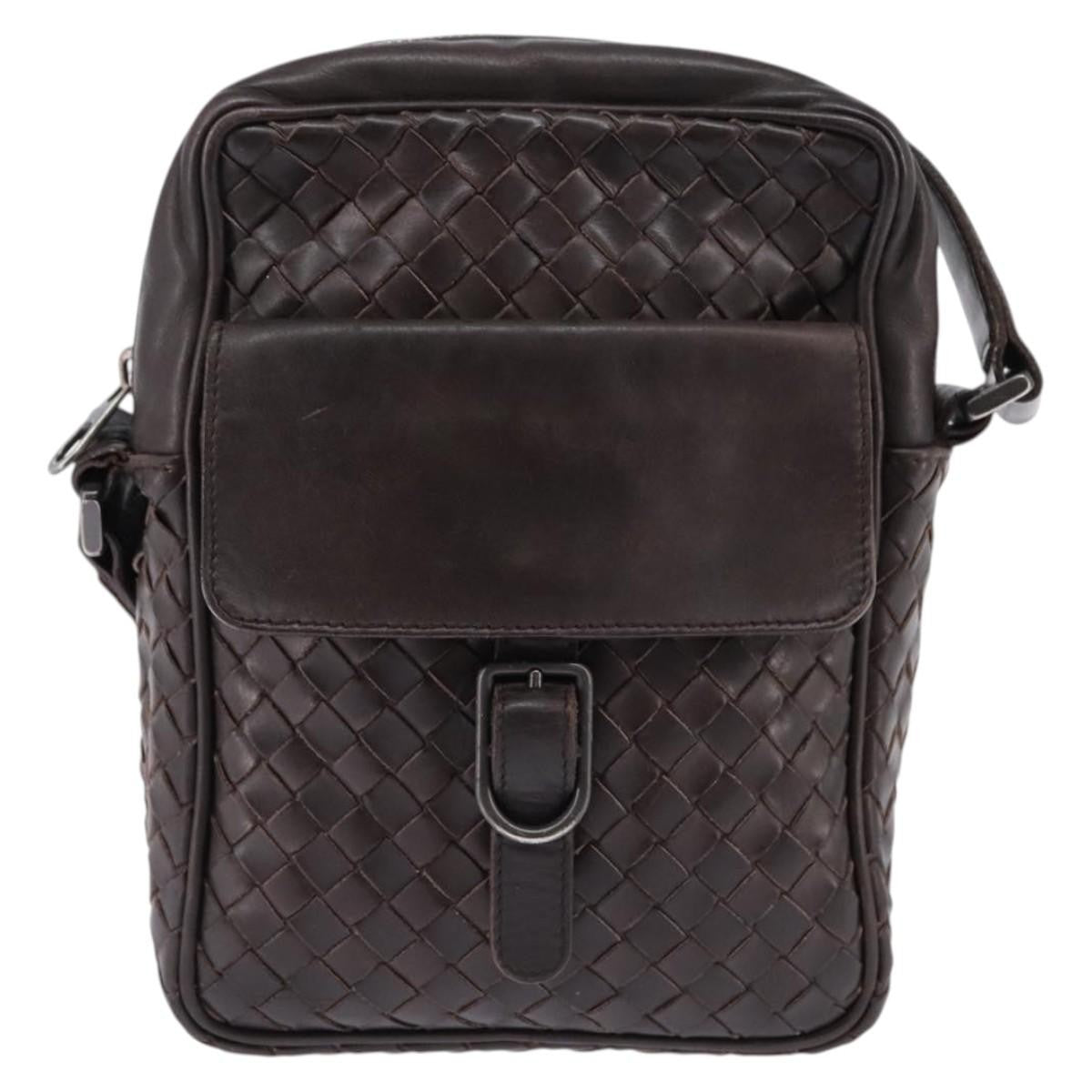Bottega Veneta Front Pocket Messenger Bag Intrecciato Nappa Brown Leather Bag (Pre-Owned)