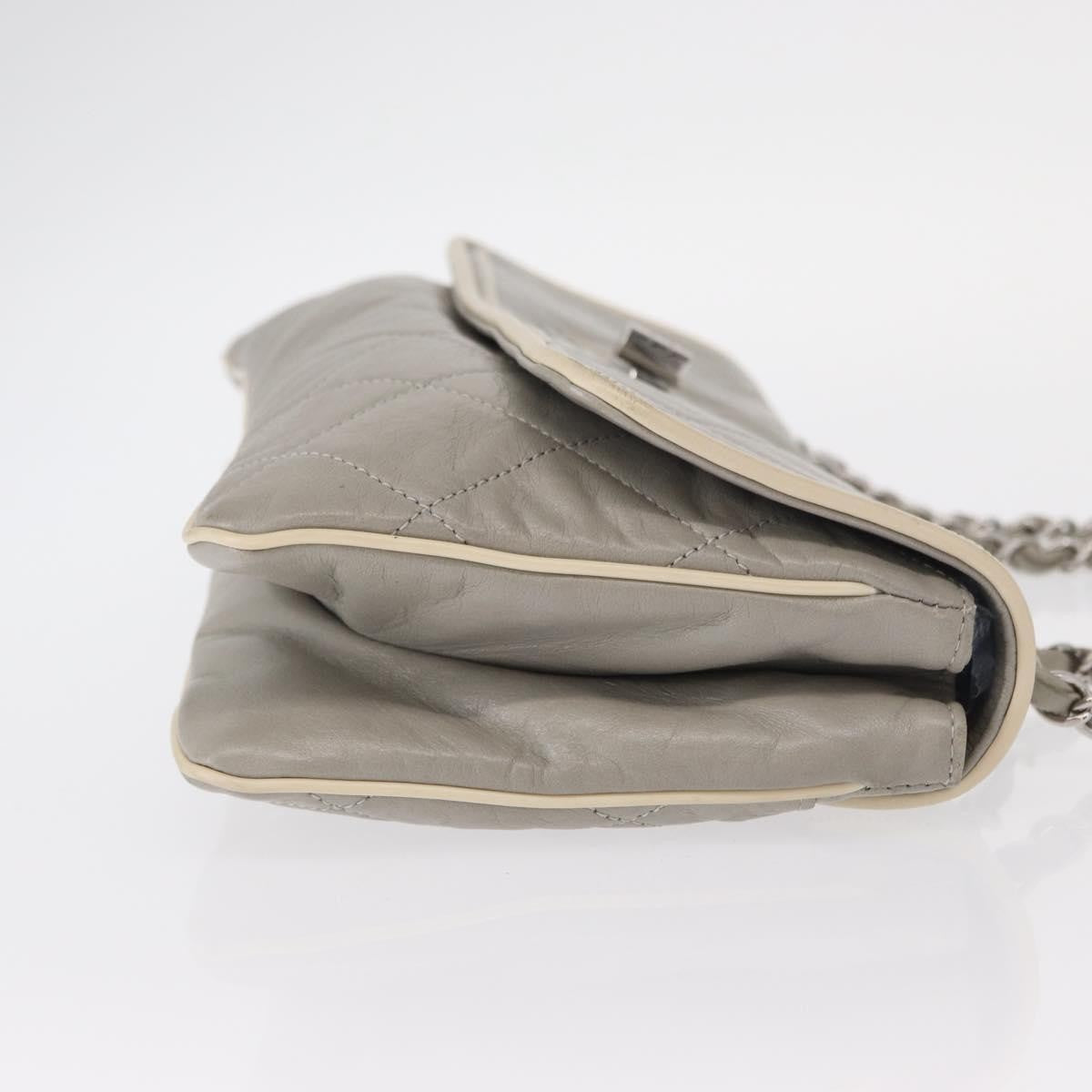 Chanel Mademoiselle Lock Flap Bag Quilted Lambskin Gray Leather Shoulder Bag Bag (Pre-Owned)