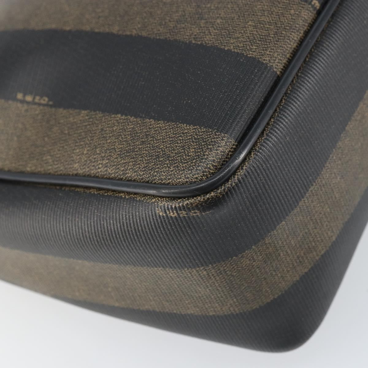 Fendi Vintage Pequin Shoulder Bag Pequin Brown Canvas Shoulder Bag Bag (Pre-Owned)