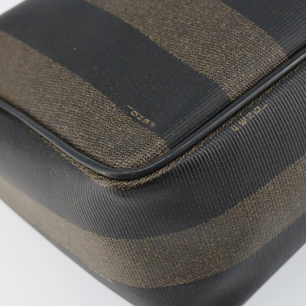Fendi Vintage Pequin Shoulder Bag Pequin Brown Canvas Shoulder Bag Bag (Pre-Owned)