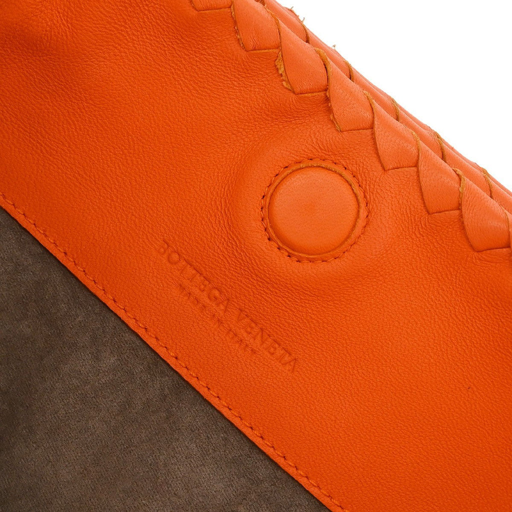 Bottega Veneta Intrecciato Shoulder Bag Leather Orange Leather Shoulder Bag Bag (Pre-Owned)