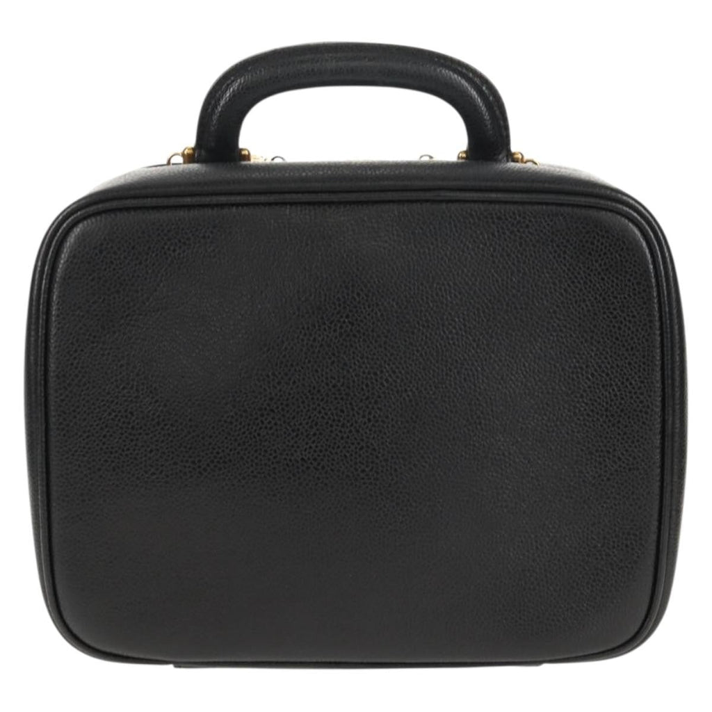 Chanel Vintage Timeless Zip Around Vanity Case Caviar Black Leather Clutche & Pouche Bag (Pre-Owned)