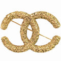 Chanel Cc Brooch Textured Metal Gold Gold_Plated Brooch Jewelry (Pre-Owned)
