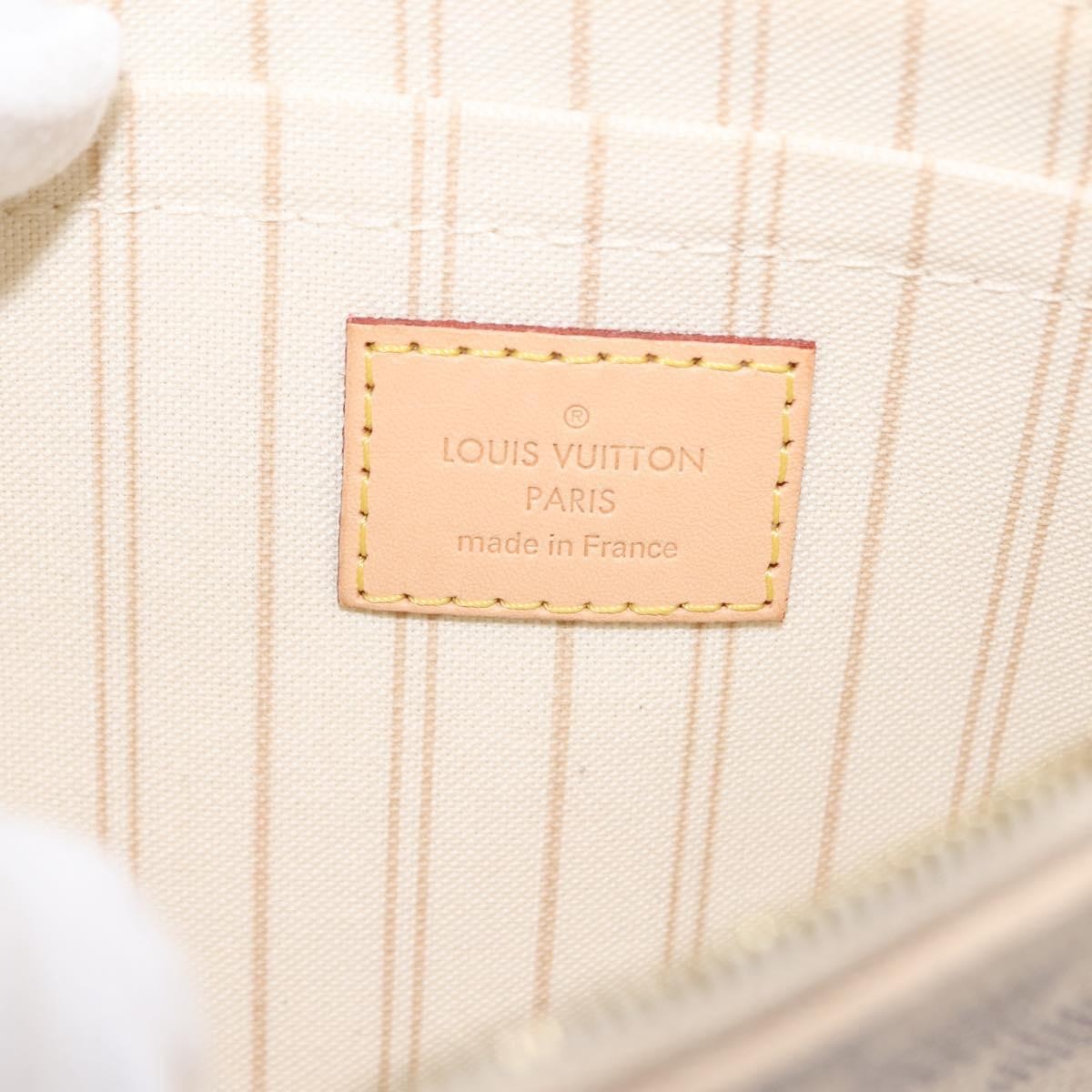 Louis Vuitton Neverfull Pochette Damier White Canvas Clutche & Pouche Bag (Pre-Owned)