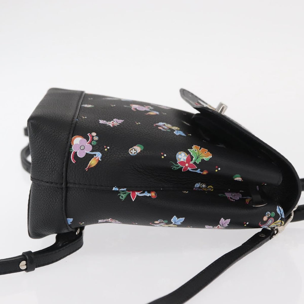 Louis Vuitton Lockme Backpack Floral Printed Leather Black Leather Backpack Bag (Pre-Owned)