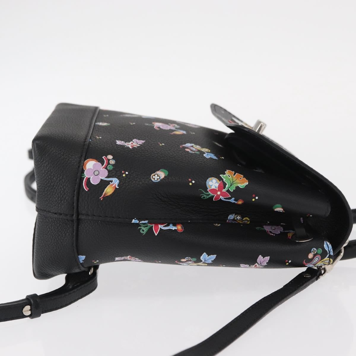 Louis Vuitton Lockme Backpack Floral Printed Leather Black Leather Backpack Bag (Pre-Owned)