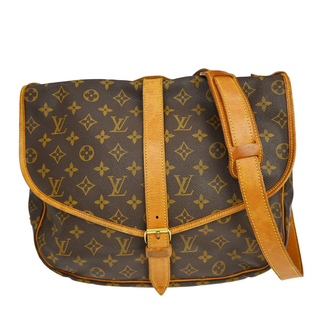 Louis Vuitton Saumur Handbag Monogram Canvas Brown Canvas Shoulder Bag Bag (Pre-Owned)