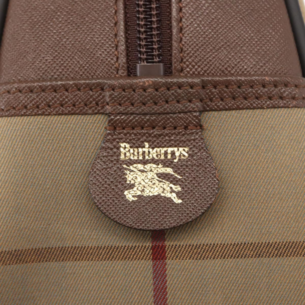 Burberry Nova Check Boston Bag Canvas Beige Canvas Handbag (Pre-Owned)