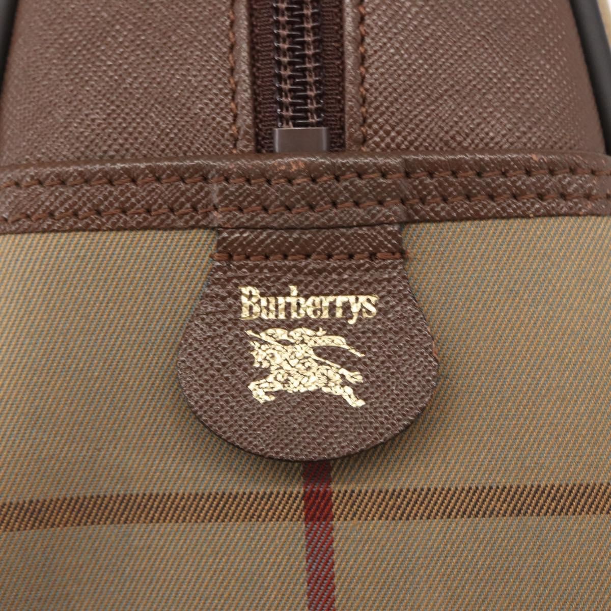 Burberry Nova Check Boston Bag Canvas Beige Canvas Handbag (Pre-Owned)