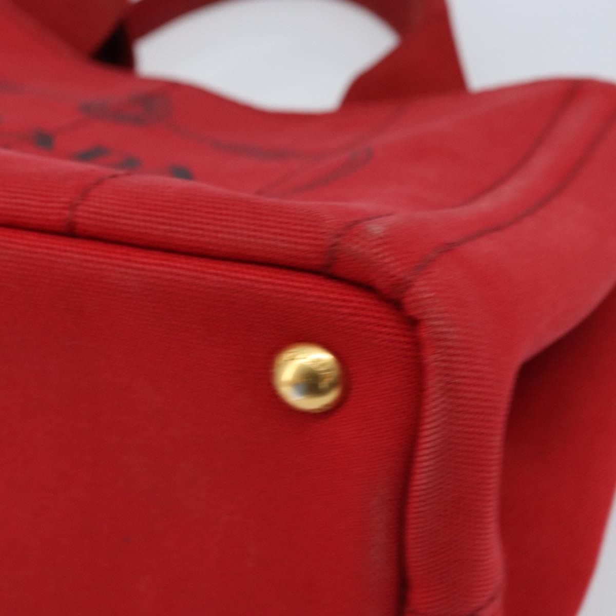 Prada Canapa Tote Canvas Red Canvas Tote Bag Bag (Pre-Owned)