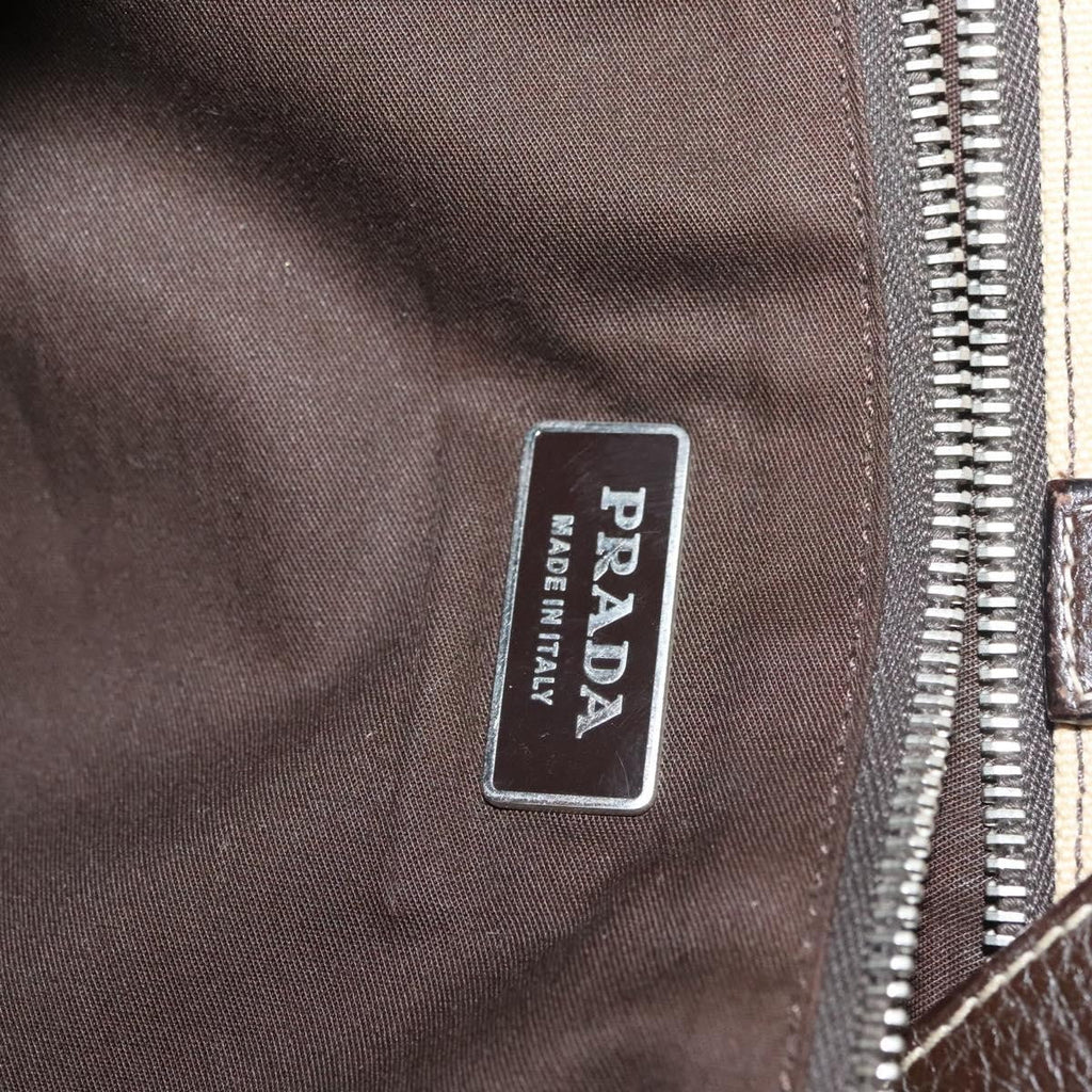 Prada Vintage Shoulder Bag Canvas Beige Canvas Shoulder Bag Bag (Pre-Owned)