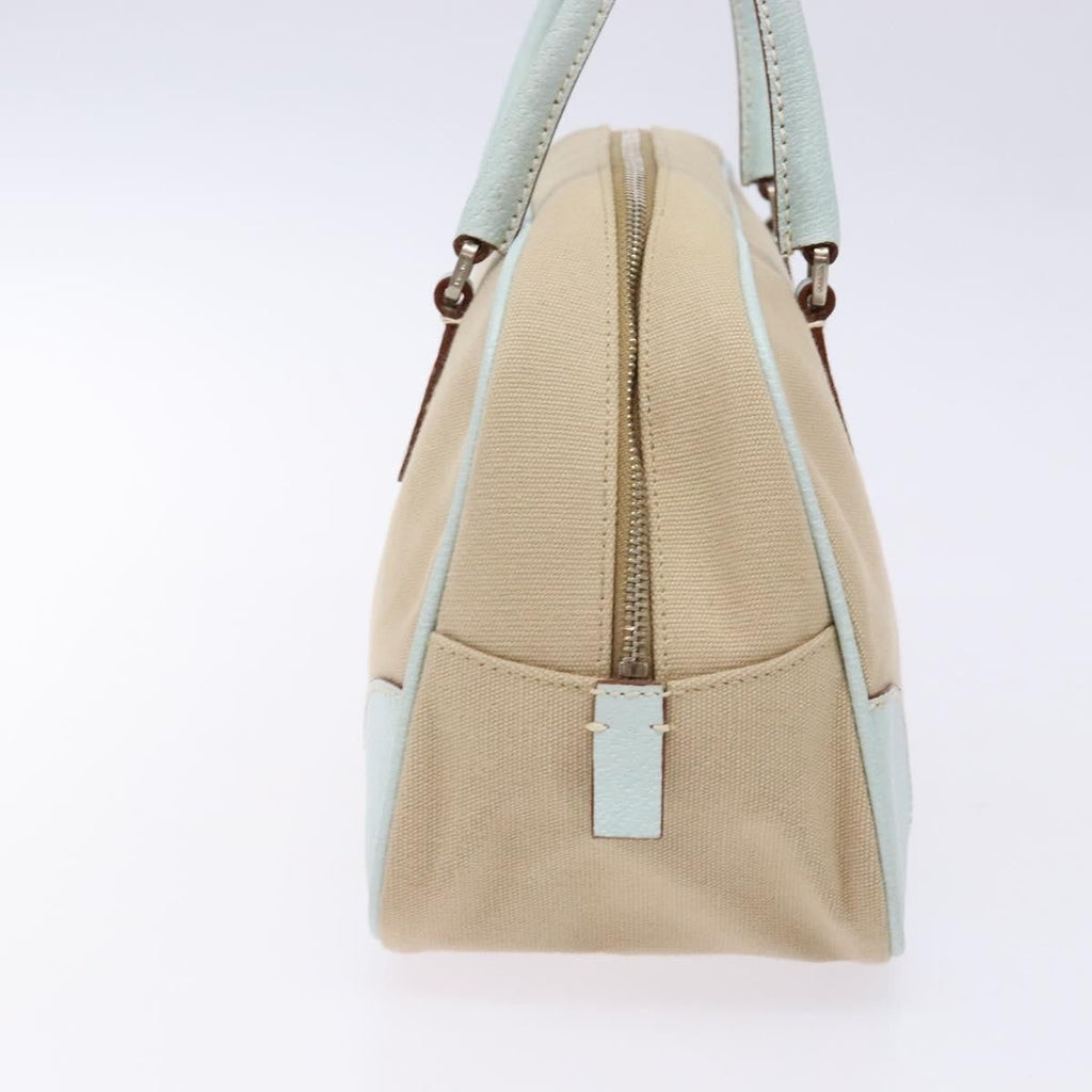 Prada Bauletto Bag Canvas With Leather Beige Canvas Bag (Pre-Owned)