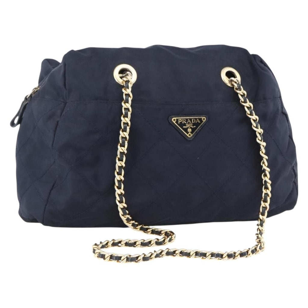 Prada Re-Edition 1995 Chain Tote Quilted Re-Nylon Navy Nylon Shoulder Bag Bag (Pre-Owned)