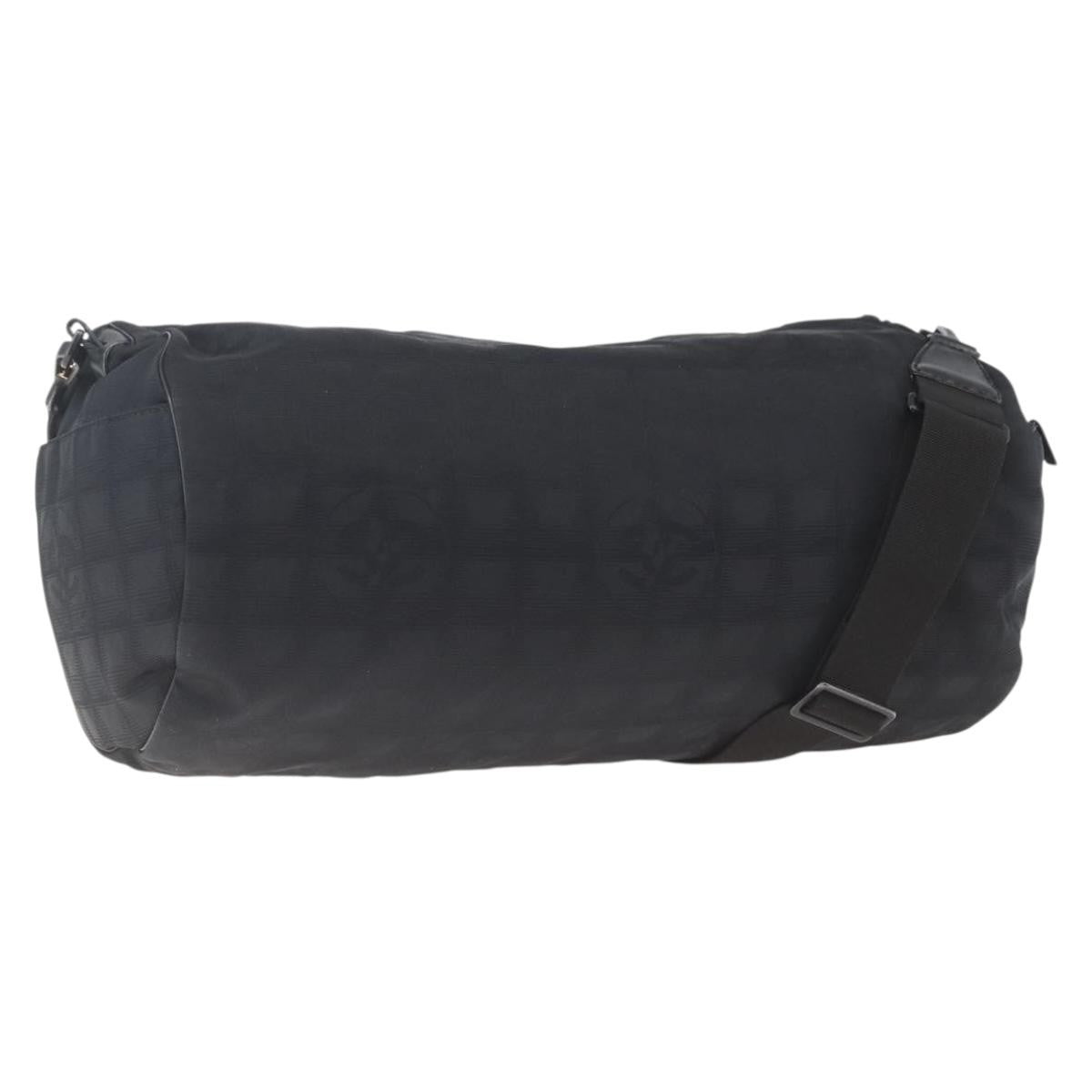 Chanel Travel Line Boston Bag Nylon Black Nylon Travel Bag Bag (Pre-Owned)