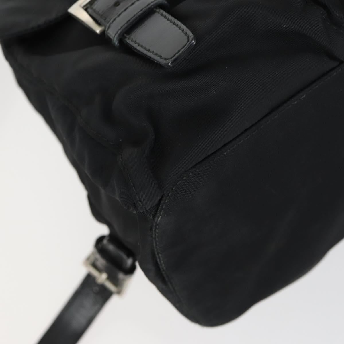 Prada Vela Double Front Pocket Backpack Tessuto With Saffiano Leather Black Nylon Backpack Bag (Pre-Owned)