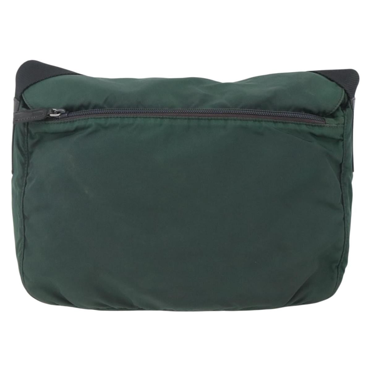 Prada Double Buckle Flap Messenger Bag Tessuto Green Nylon Shoulder Bag Bag (Pre-Owned)