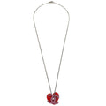 Chanel Cc Heart Pendant Metal Red Silver_Plated Necklace Jewelry (Pre-Owned)