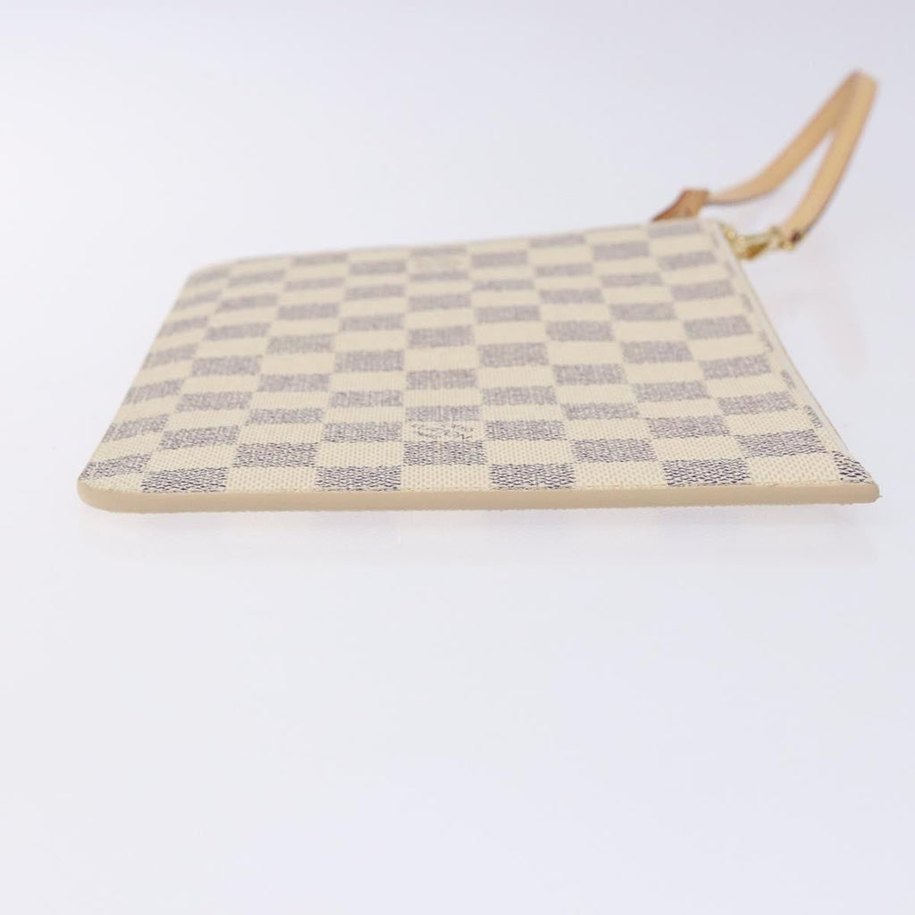 Louis Vuitton Neverfull Pochette Damier White Canvas Bag (Pre-Owned)