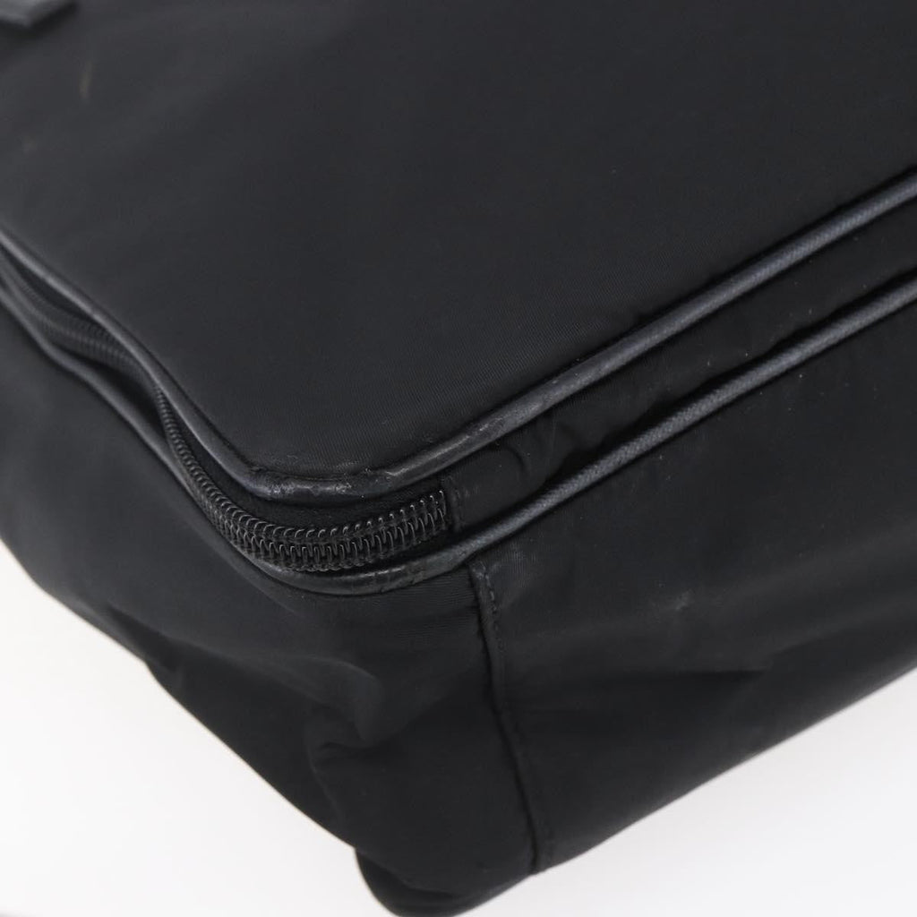 Prada Convertible Front Zip Briefcase Tessuto With Saffiano Leather Black Nylon Briefcase Bag (Pre-Owned)