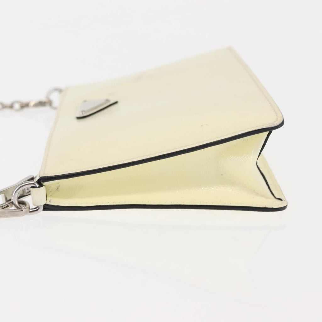 Prada Chain Crossbody Bag Vernice Saffiano Leather White Leather Shoulder Bag Bag (Pre-Owned)