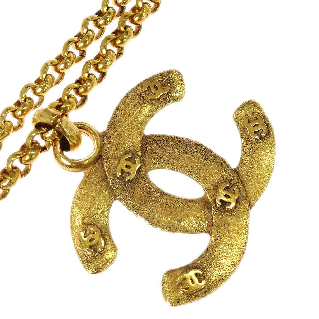 Chanel Vintage Cc Pendent Necklace Plated Metal Gold Gold_Plated Necklace Jewelry (Pre-Owned)