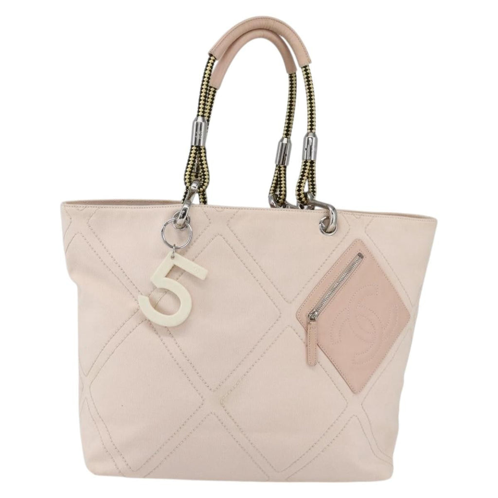 Chanel Vintage Cruise Line No.5 Tote Quilted Canvas Pink Canvas Tote Bag Bag (Pre-Owned)