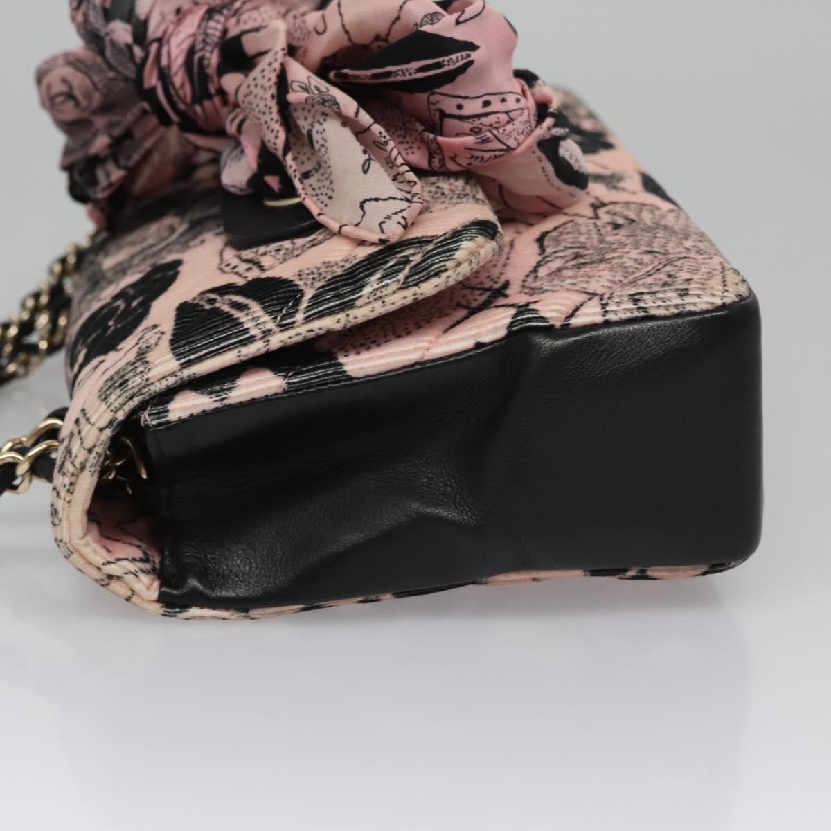 Chanel Flap Shoulder Bag Canvas Pink Cotton Shoulder Bag Bag (Pre-Owned)