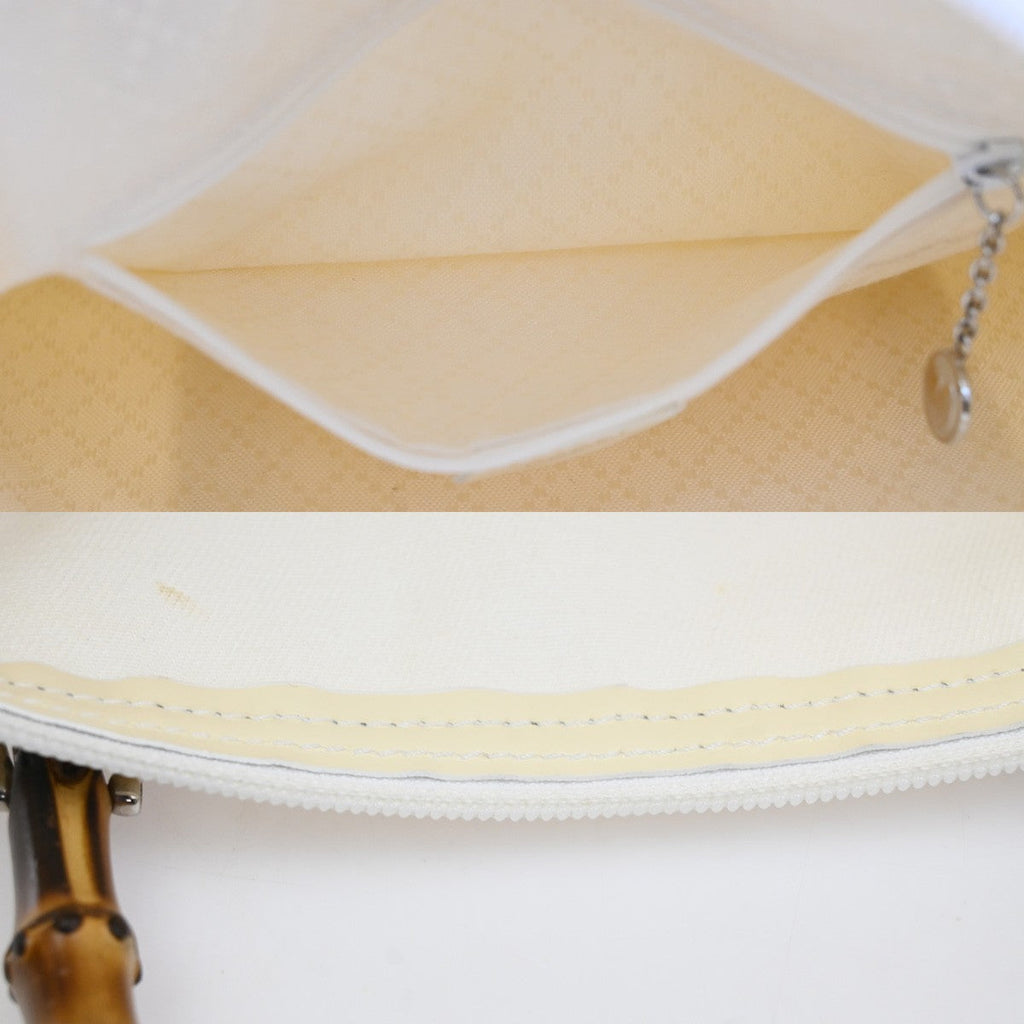 Gucci Convertible Bamboo Zip Tote Nylon White Nylon Tote Bag Bag (Pre-Owned)