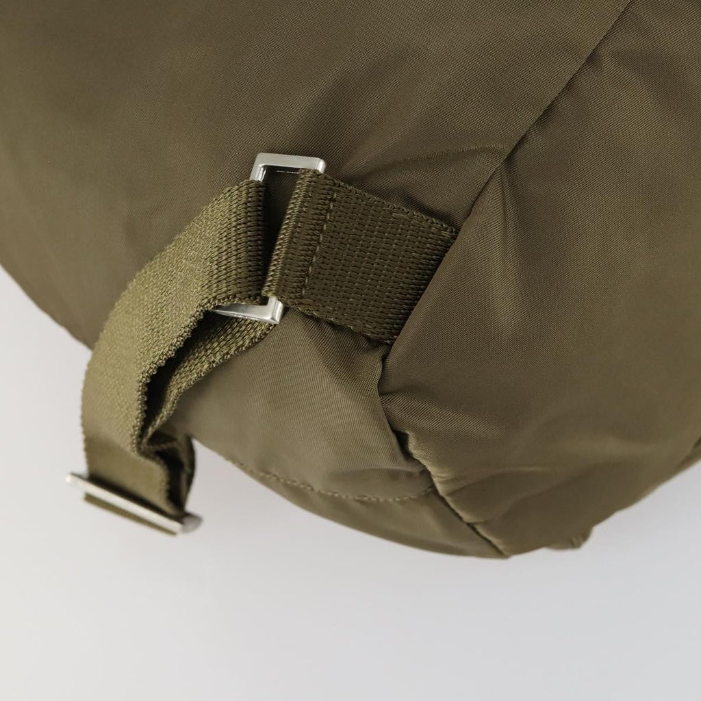 Prada Vela Double Front Pocket Backpack Tessuto With Saffiano Leather Khaki Nylon Backpack Bag (Pre-Owned)
