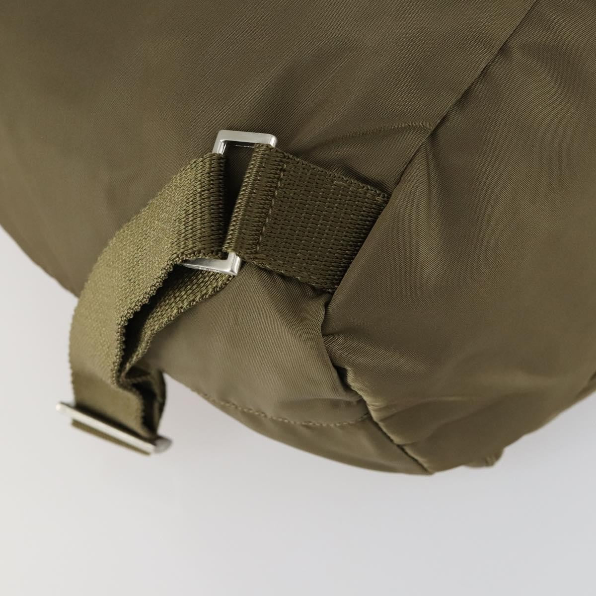 Prada Vela Double Front Pocket Backpack Tessuto With Saffiano Leather Khaki Nylon Backpack Bag (Pre-Owned)