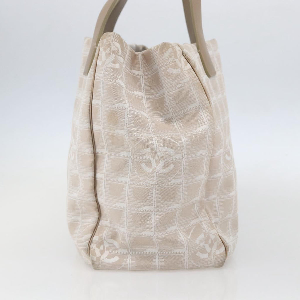 Chanel Travel Line Tote Nylon Beige Nylon Handbag (Pre-Owned)