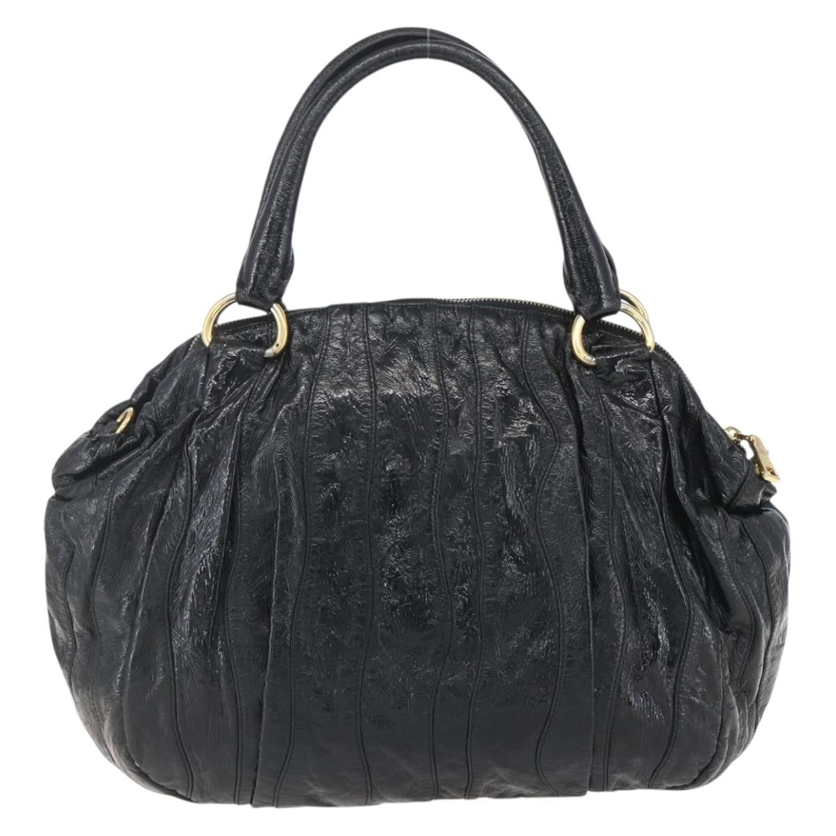 Prada Waves Hobo Leather And Tessuto Black Leather Handbag (Pre-Owned)