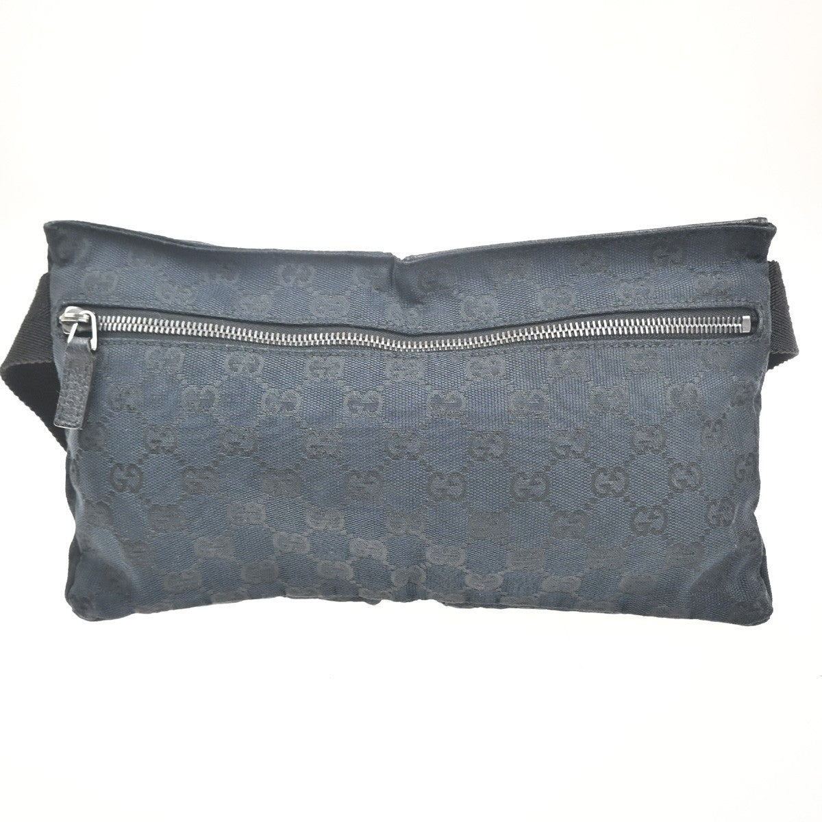 Gucci Vintage Double Belt Bag Gg Canvas With Leather Black Canvas Clutche & Pouche Bag (Pre-Owned)