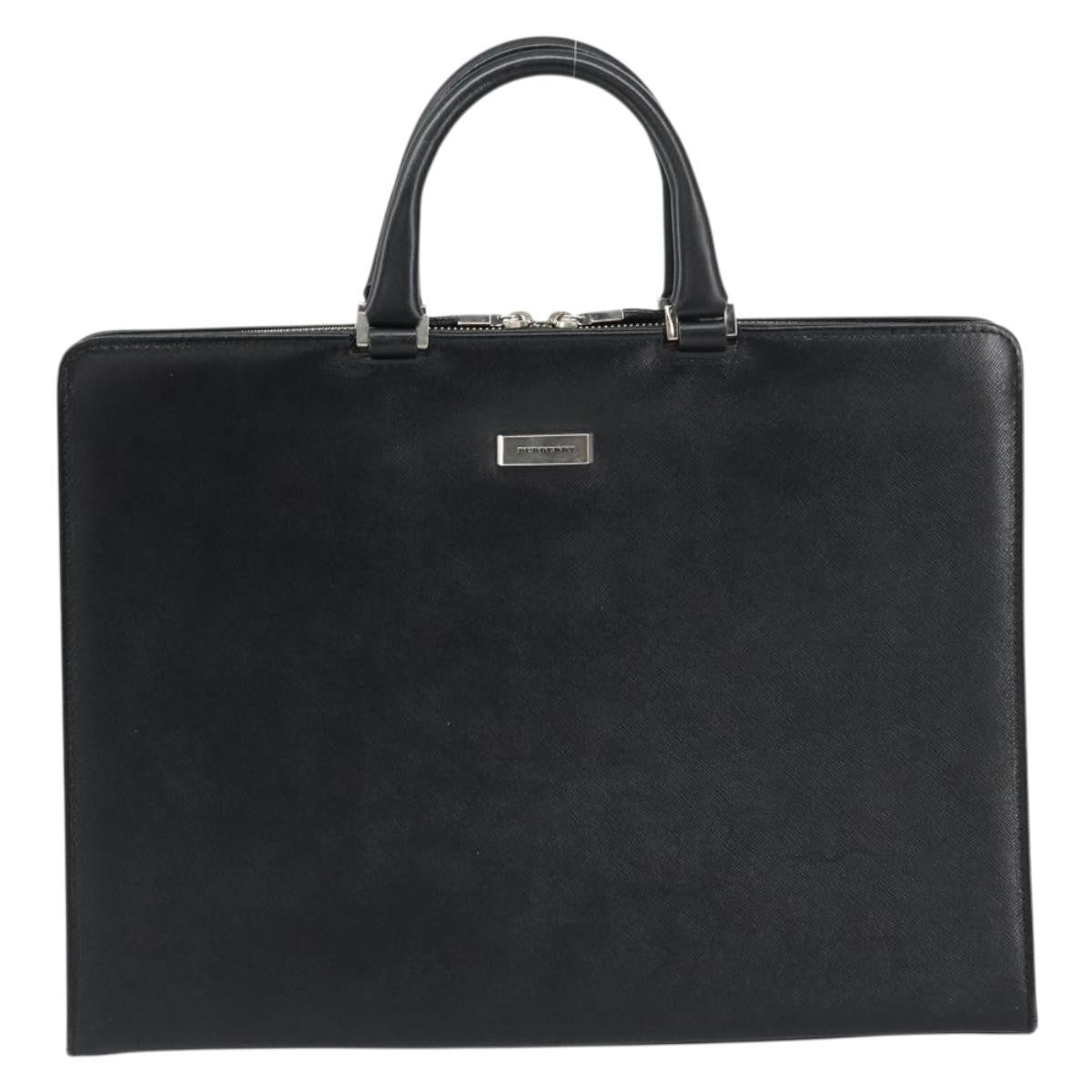 Burberry Vintage Briefcase Leather Black Leather Briefcase Bag (Pre-Owned)