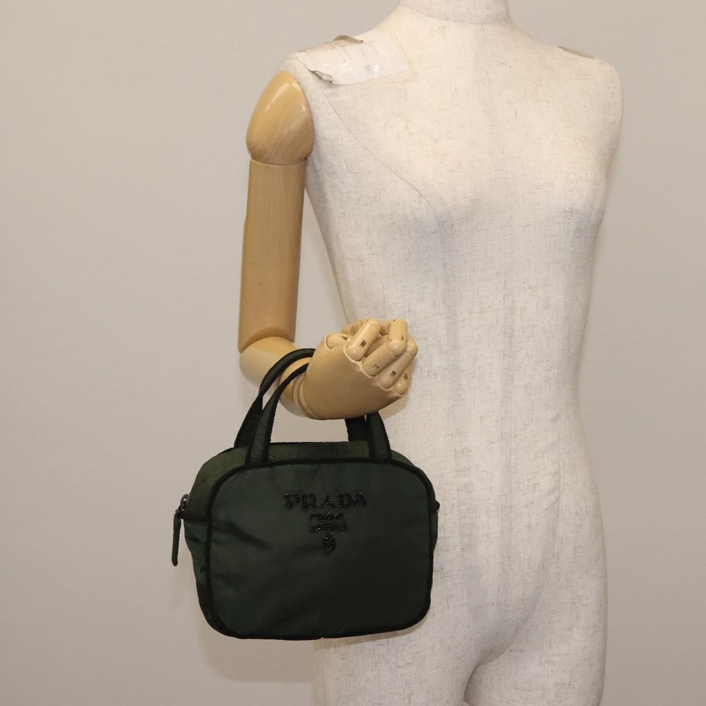 Prada Vintage Handbag Tessuto Khaki Nylon Handbag (Pre-Owned)