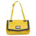 Chanel Two Tone Mademoiselle Lock Flap Bag Quilted Lambskin Yellow Leather Shoulder Bag Bag (Pre-Owned)