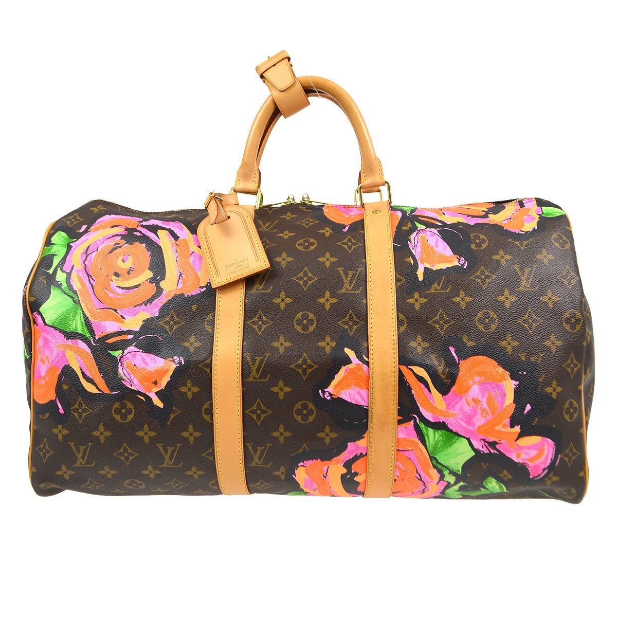 Louis Vuitton Keepall Bag Limited Edition Monogram Roses Brown Canvas Travel Bag Bag (Pre-Owned)